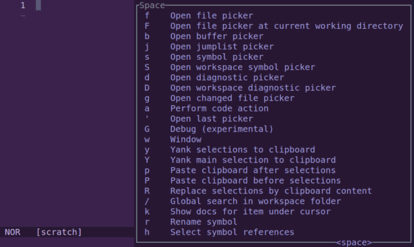 Screenshot of Helix Editor with default settings. Text Editing in Linux