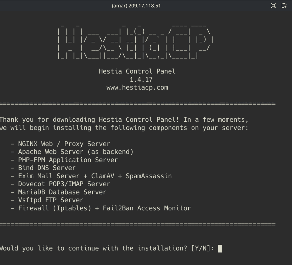 HestiaCP web control Panel. Feature Image